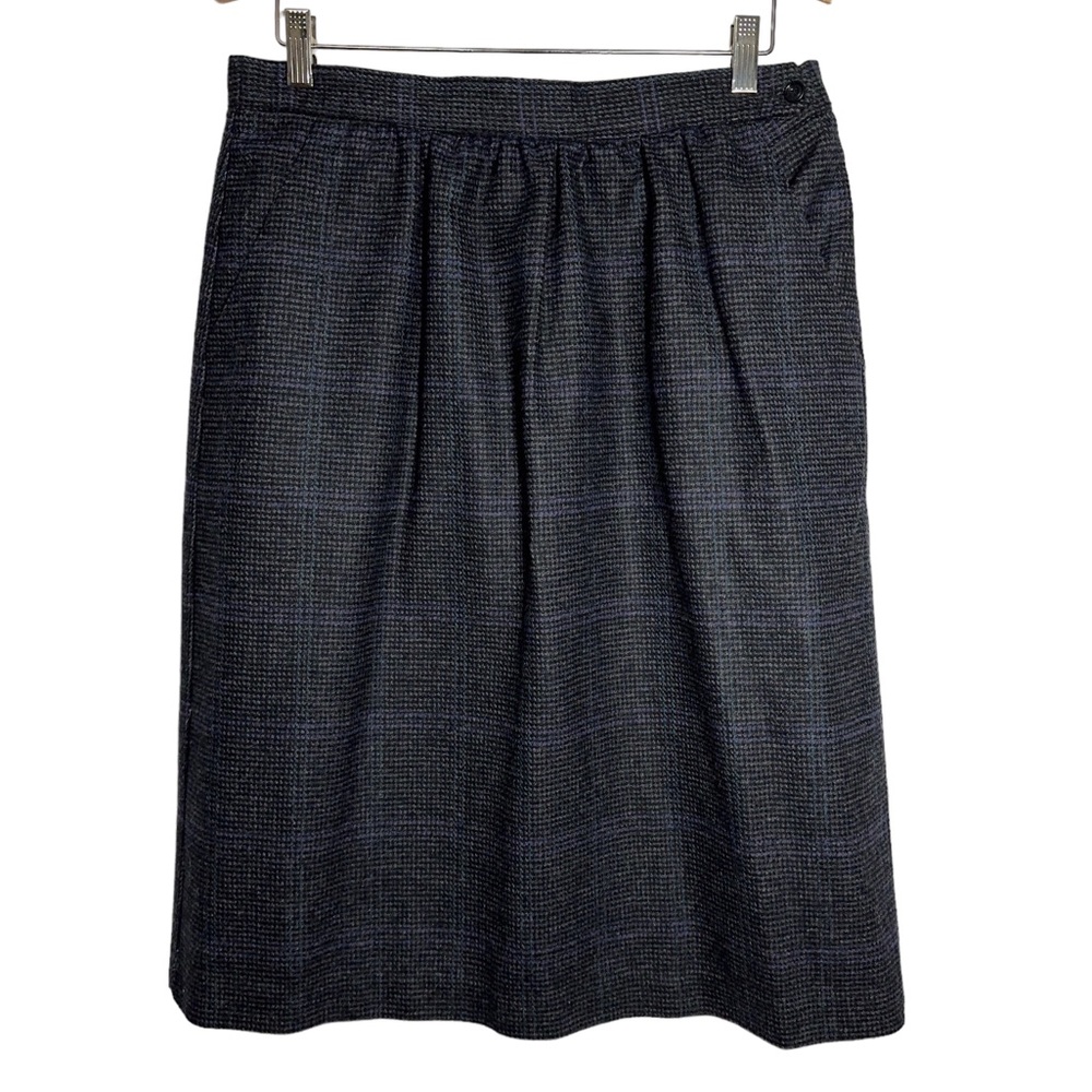 Prestige Vintage Wool Plaid Skirt with POCKETS